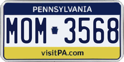 PA license plate MOM3568