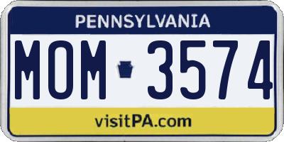 PA license plate MOM3574