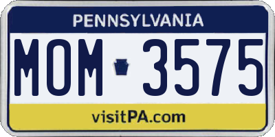 PA license plate MOM3575