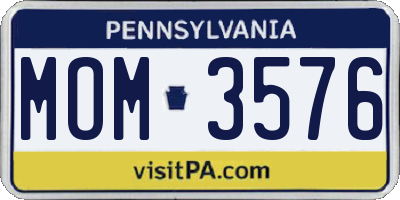 PA license plate MOM3576