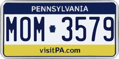 PA license plate MOM3579