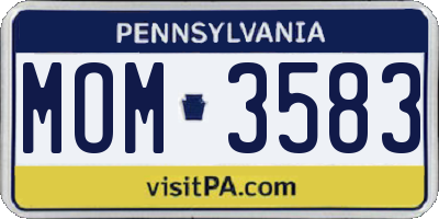 PA license plate MOM3583