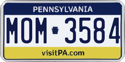 PA license plate MOM3584
