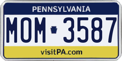 PA license plate MOM3587