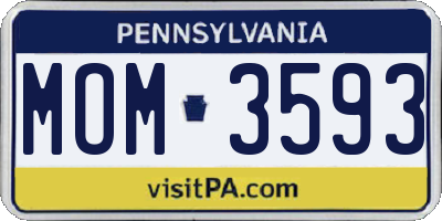 PA license plate MOM3593