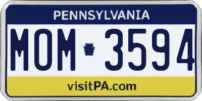 PA license plate MOM3594