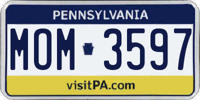 PA license plate MOM3597
