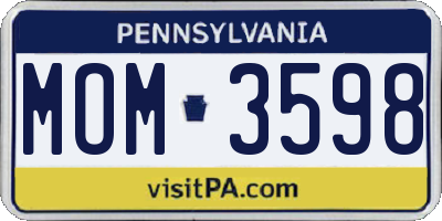 PA license plate MOM3598