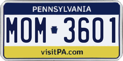 PA license plate MOM3601