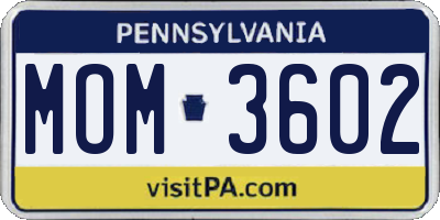 PA license plate MOM3602