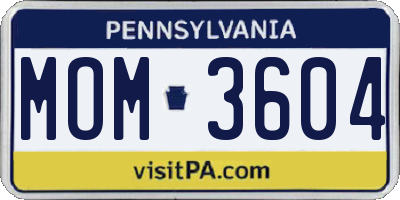 PA license plate MOM3604