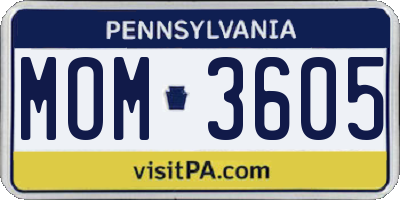 PA license plate MOM3605