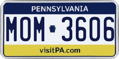 PA license plate MOM3606