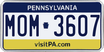 PA license plate MOM3607