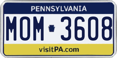 PA license plate MOM3608