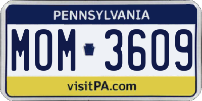 PA license plate MOM3609