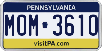 PA license plate MOM3610