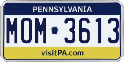 PA license plate MOM3613