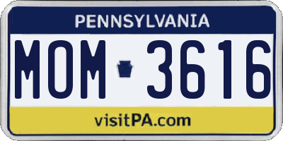 PA license plate MOM3616