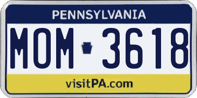 PA license plate MOM3618