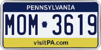PA license plate MOM3619