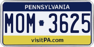 PA license plate MOM3625