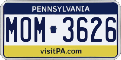 PA license plate MOM3626