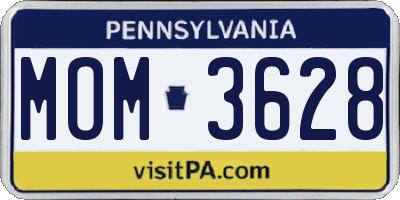 PA license plate MOM3628