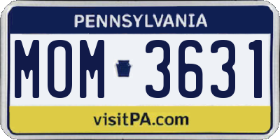PA license plate MOM3631