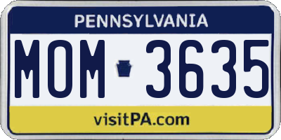PA license plate MOM3635