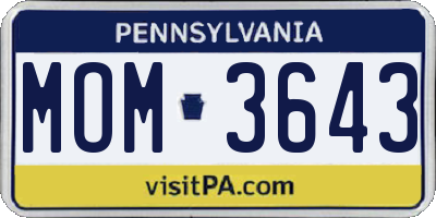 PA license plate MOM3643