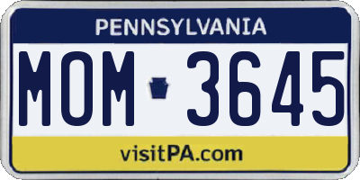 PA license plate MOM3645