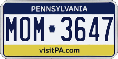 PA license plate MOM3647