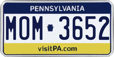 PA license plate MOM3652