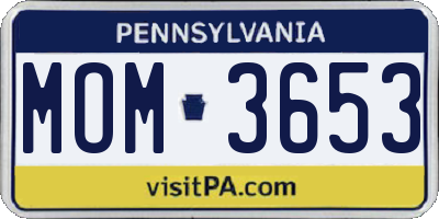PA license plate MOM3653