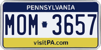 PA license plate MOM3657