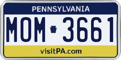 PA license plate MOM3661