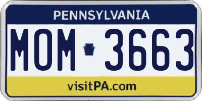 PA license plate MOM3663