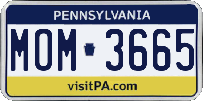 PA license plate MOM3665
