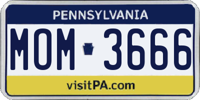PA license plate MOM3666