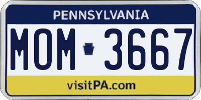 PA license plate MOM3667