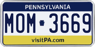 PA license plate MOM3669