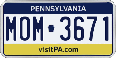 PA license plate MOM3671