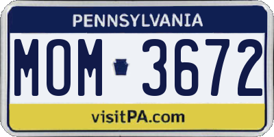 PA license plate MOM3672