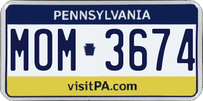 PA license plate MOM3674
