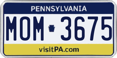 PA license plate MOM3675