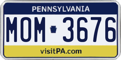 PA license plate MOM3676