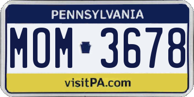 PA license plate MOM3678