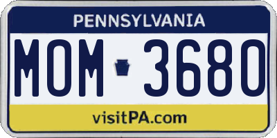 PA license plate MOM3680