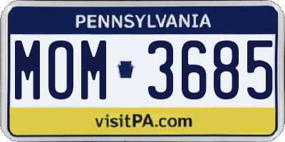 PA license plate MOM3685